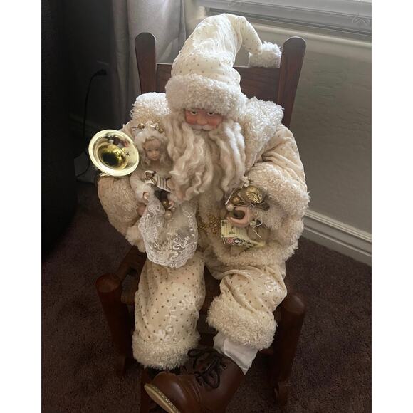Decorative Santa Claus ivory suit porcelain hands decorative sitting Christmas - Picture 1 of 15